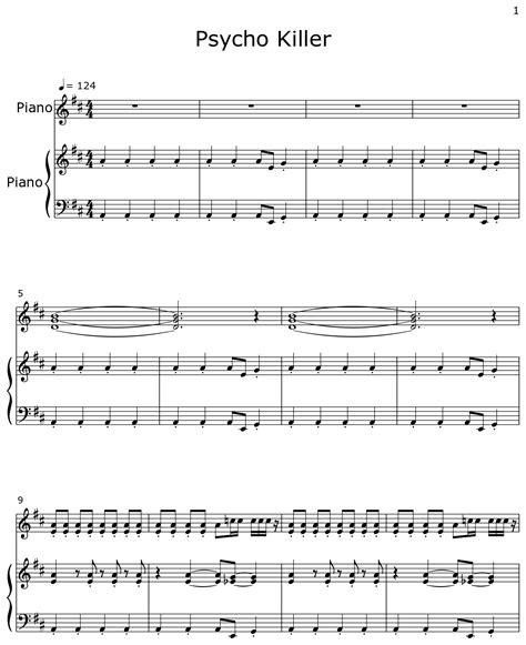 Psycho Killer - Sheet music for Piano