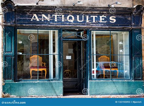 Blue French Antique Shop Front with Flaking Paint in Beaune, Burgundy ...