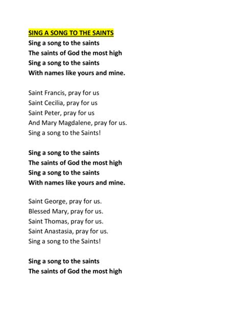 Saints Song Lyrics