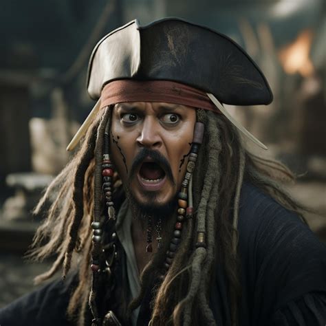 Premium AI Image | illustration of Johnny Depp as Jack Sparrow making ...