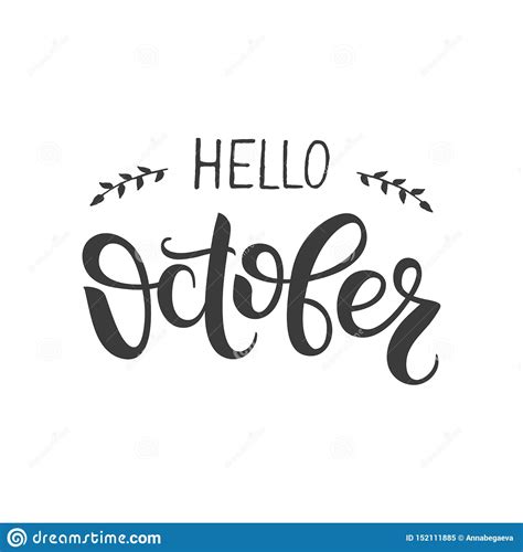 Hello October Vector Lettering. Hand Written Design Element for Card ...