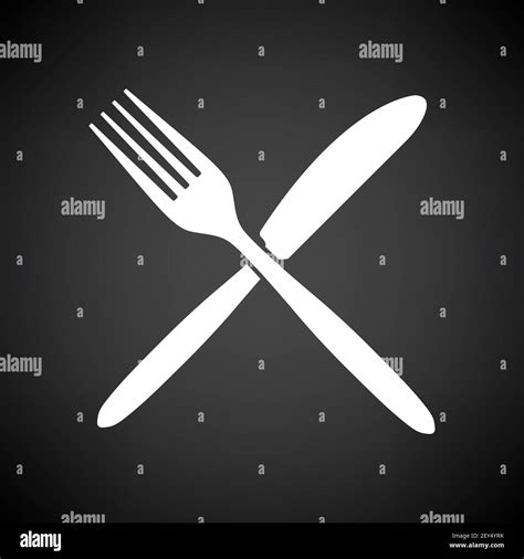 Fork And Knife Icon. White on Black Background. Vector Illustration Stock Vector Image & Art - Alamy