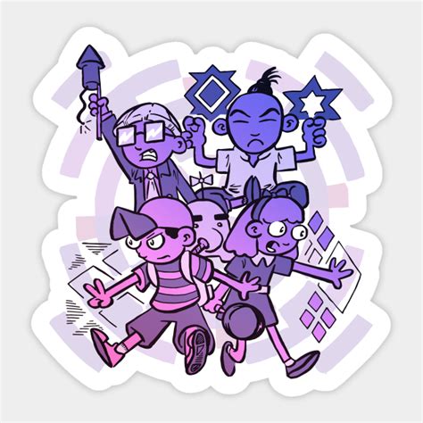 Ness, Paula, Jeff and Poo: Earthbound - Earthbound - Sticker | TeePublic