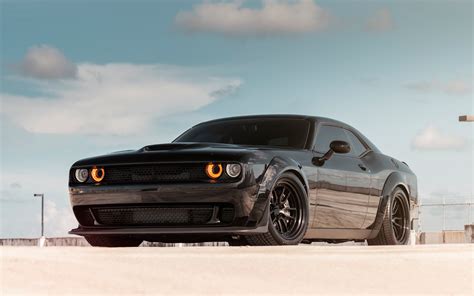 Download wallpaper 3840x2400 dodge challenger srt, 2019, black car 4k wallaper, 4k ultra hd 16: ...