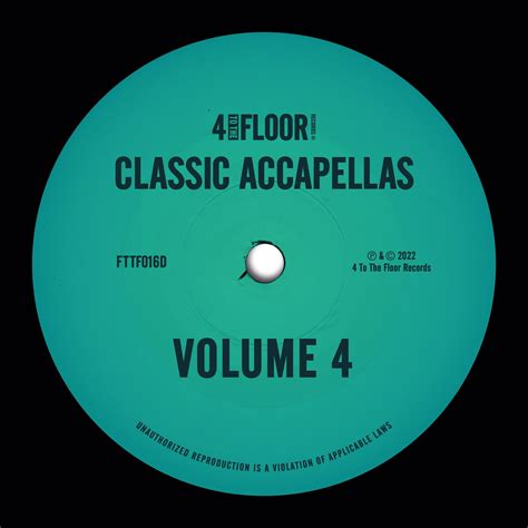 ฟังเพลง 4 To The Floor Accapellas, Vol. 4 ฟังเพลงออนไลน์ เพลงฮิต เพลงใหม่ ฟังฟรี ที่ TrueID Music