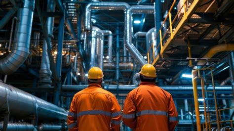 Premium Photo | Workers in an industrial plant for the production and processing of crude oil