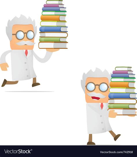 Scientist with books Royalty Free Vector Image