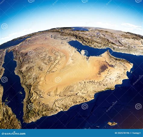 Map of the Arabian Peninsula, Middle East Physical Map, 3d Render, Map with Relief and Mountains ...