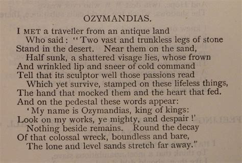 Ozymandias, by Percy Byshe Shelley. | Ozymandias poem, Literature quotes, Poetry words