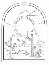Desert Landscape Coloring Page  Etsy sketch template