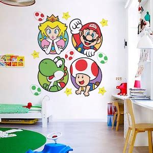 Mario Wall Decal Super Mario Wall Sticker Nintendo Game Wallpaper Wall for Kid Room Decoration ...