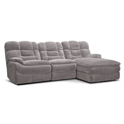 Big Softie 3-Piece Power Reclining Sectional with Right-Facing Chaise - Gray | American ...