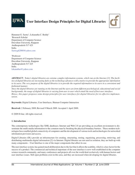 (PDF) User Interface Design Principles for Digital Libraries