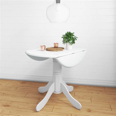 Rhode Island Small Round Drop Leaf Table in White - Seats 4 | Furniture123