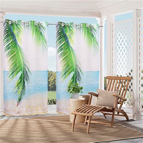 HGmart 3D Printed Outdoor Curtain Panel - 58x84in Gazebo Patio Waterproof Curtain Privacy Drape ...