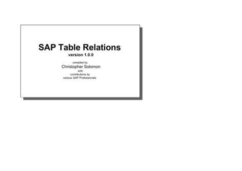 SAP Table Relations