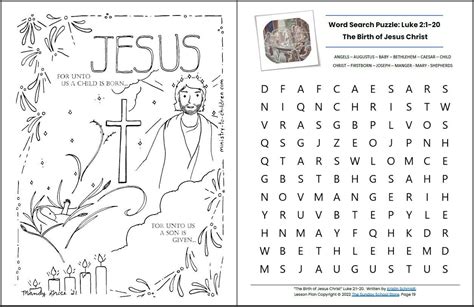 The Birth of Jesus Christ (Luke 2:1-20) Printable Christmas Bible Less - Sunday School Store