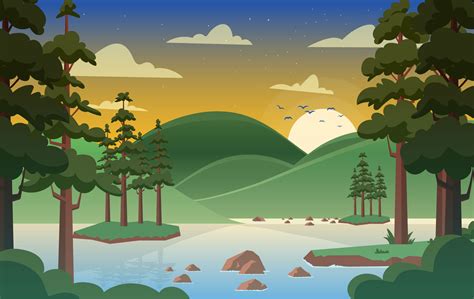 Vector Paisagem Floresta Ilustração - Download Vetores e Gráficos Gratuitos