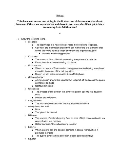 Biology - notes based on lecture material from class - Biology This ...