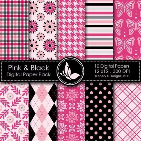 Kit Imprimible Pack Fondos Rosa Y Negro Clipart Cod 2 en venta en ...