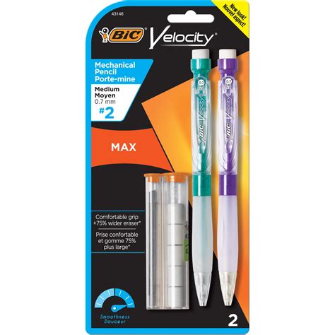 BIC Velocity Max Mechanical Pencil, Medium Point (0.7mm), 2-Pack, Black - Walmart.com - Walmart.com