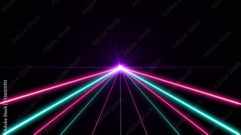 Retro cyberpunk style 80s. Abstract neon color light party bright lens flare on black background ...