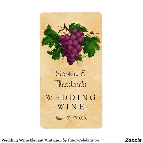 Wedding Wine Elegant Vintage Purple Grapes Custom | Zazzle.ca | Homemade wine bottle labels ...