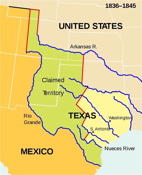 Map of the Republic of Texas including disputed territory with Mexico ...