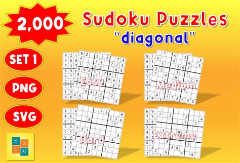 Sudoku:2,000 Diagonal Sudoku Graphic by SKLM · Creative Fabrica