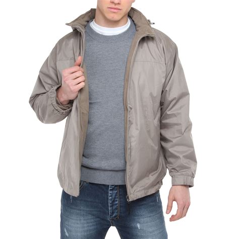 Mens Hooded Reversible Thermo Fleece Lined Waterproof Warm Zip Jacket Rain Coat | eBay