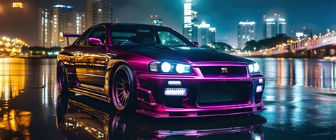 Nissan Skyline GT-R R34 Wallpaper 4K, AI art