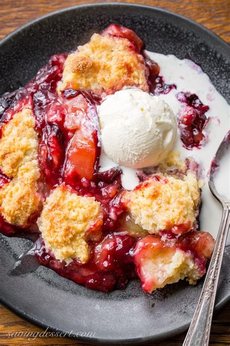 Easy Plum Cobbler - sliced fresh plums topped with a sweet crumbled dough, cobbled together for ...