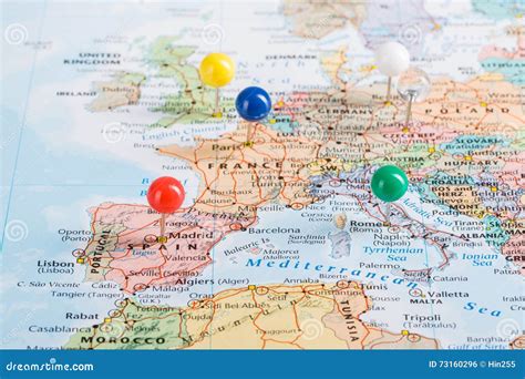 Europe Map pins travel stock photo. Image of color, push - 73160296