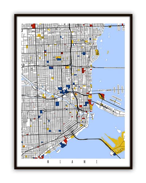 Miami Map Art / Miami, Wall Art / Print / Poster / Modern Home and ...