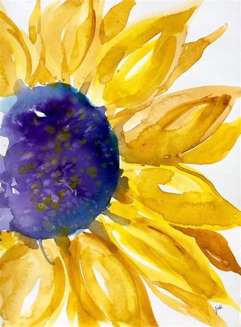 Original Sunny Sunflower Watercolor PRINT, Sunflower Painting, Watercolor Sunflower by Mc ...