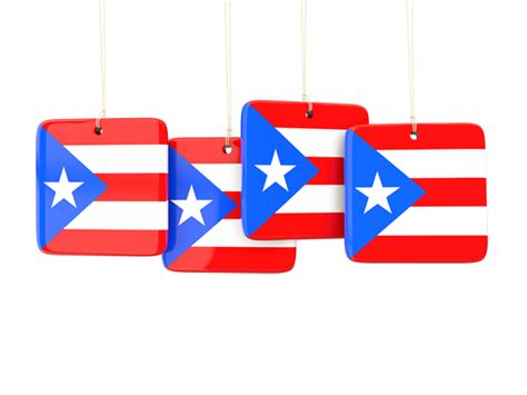 Four square labels. Illustration of flag of Puerto Rico