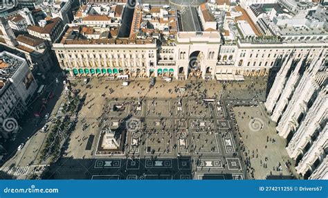 Aerial View of Duomo Cathedral and Duomo Square in Milan Stock Image ...