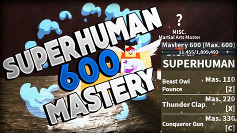 SUPERHUMAN 600 MASTERY SHOWCASE | Blox Fruits (Update 9) - YouTube