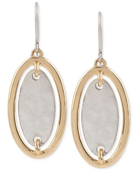 Robert lee morris Two-tone Oval Drop Earrings in Metallic | Lyst