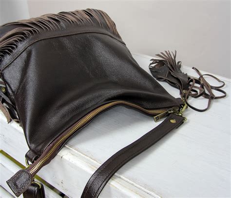 Leather Fringe Handbag Crossbody Boho Brown Fringe Purse | Etsy