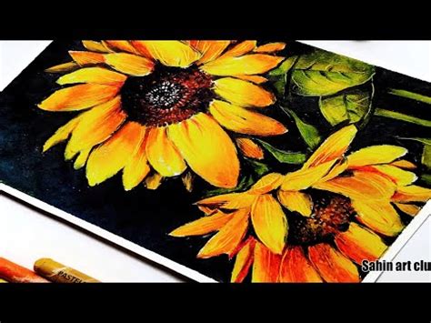 oil pastel drawing / how to draw realistic sunflower by oil pastel ...