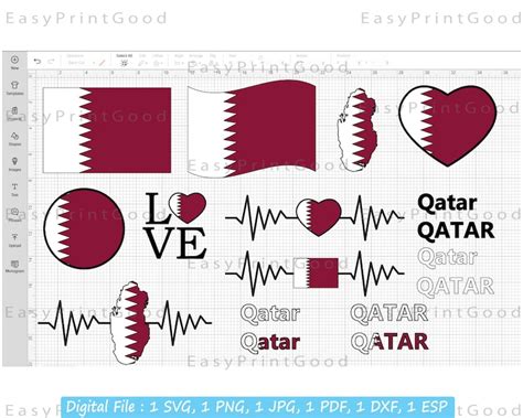 Qatar Flag Svg Bundle Qatar Name Qatar National Nation - Etsy