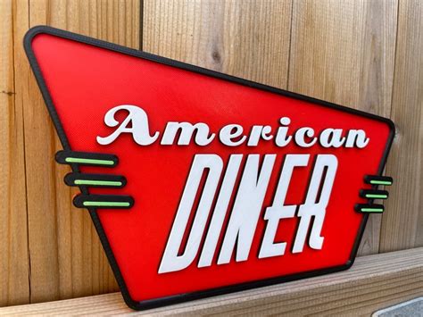 American Diner Sign Retro Diner Sign Customized US Diner 50s Sign American Memorabilia 1960s ...