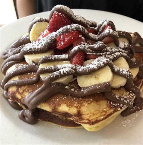 [I Ate] Pancakes With Nutella Strawberries and Bananas | Food cravings, Yummy food dessert, Food ...