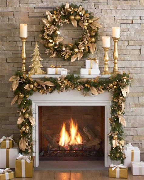 9 Unique Chimney Christmas Decoration Ideas | Christmas mantel decorations, Gold christmas ...