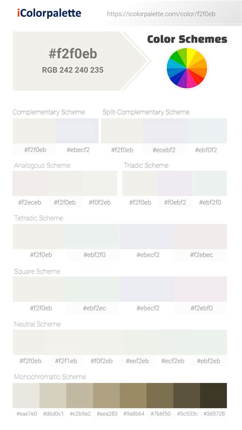 Pantone 11-0602 Tcx Snow White Color | Hex color Code #f2f0eb information | Hsl | Rgb | Pantone