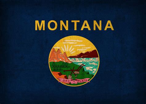 'Montana State Flag on Distressed Canvas' Poster by Design Turnpike ...