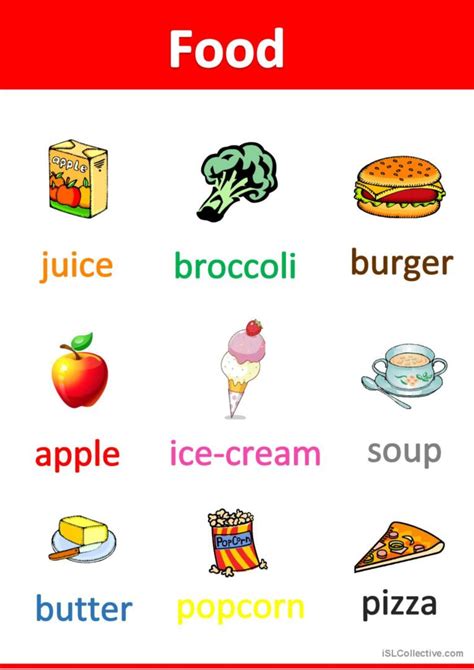 Food poster: English ESL worksheets pdf & doc