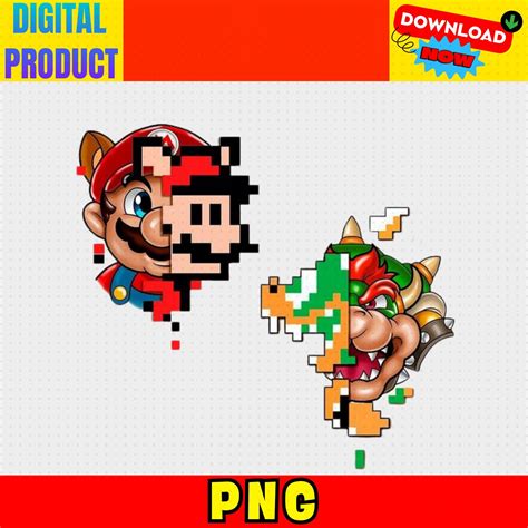 Super Mario and Bowser Face Pixel Art Png,super Mario 32 Bit Png,bowser ...