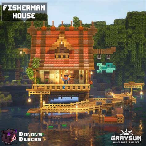 Graysun | Minecraft Builds on Instagram: "Minecraft - Fishing Shack + Skin design🐟 Amazing ...